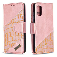 Handytasche Stand Schutzhülle Flip Leder Hülle B03F für Samsung Galaxy A41 Rosegold