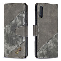 Handytasche Stand Schutzhülle Flip Leder Hülle B03F für Samsung Galaxy A50S Dunkelgrau