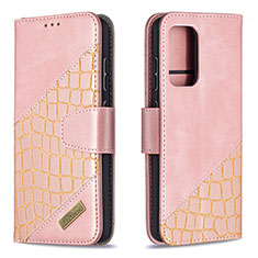 Handytasche Stand Schutzhülle Flip Leder Hülle B03F für Samsung Galaxy A52 4G Rosegold