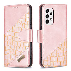 Handytasche Stand Schutzhülle Flip Leder Hülle B03F für Samsung Galaxy A53 5G Rosegold