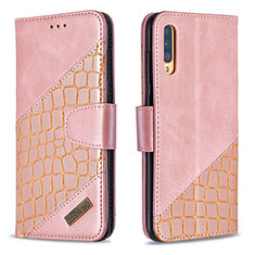 Handytasche Stand Schutzhülle Flip Leder Hülle B03F für Samsung Galaxy A70 Rosegold