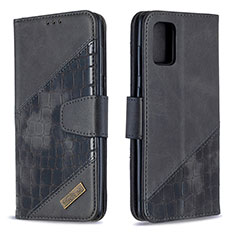 Handytasche Stand Schutzhülle Flip Leder Hülle B03F für Samsung Galaxy A71 4G A715 Schwarz