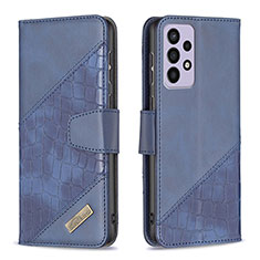 Handytasche Stand Schutzhülle Flip Leder Hülle B03F für Samsung Galaxy A73 5G Blau