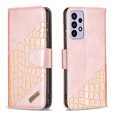 Handytasche Stand Schutzhülle Flip Leder Hülle B03F für Samsung Galaxy A73 5G Rosegold