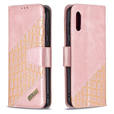 Handytasche Stand Schutzhülle Flip Leder Hülle B03F für Samsung Galaxy M02 Rosegold