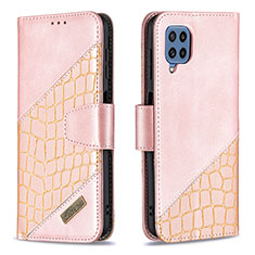 Handytasche Stand Schutzhülle Flip Leder Hülle B03F für Samsung Galaxy M32 4G Rosegold