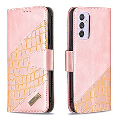 Handytasche Stand Schutzhülle Flip Leder Hülle B03F für Samsung Galaxy M34 5G Rosegold