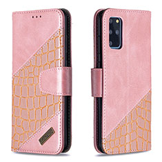 Handytasche Stand Schutzhülle Flip Leder Hülle B03F für Samsung Galaxy S20 Plus Rosegold