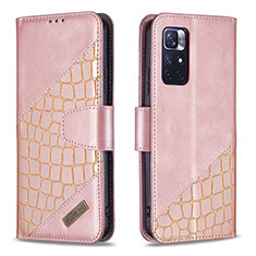 Handytasche Stand Schutzhülle Flip Leder Hülle B03F für Xiaomi Poco M4 Pro 5G Rosegold