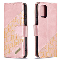 Handytasche Stand Schutzhülle Flip Leder Hülle B03F für Xiaomi Redmi Note 10 4G Rosegold