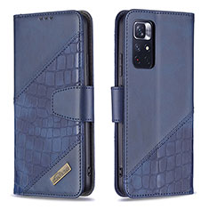 Handytasche Stand Schutzhülle Flip Leder Hülle B03F für Xiaomi Redmi Note 11S 5G Blau