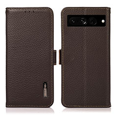 Handytasche Stand Schutzhülle Flip Leder Hülle B03H für Google Pixel 7 Pro 5G Braun