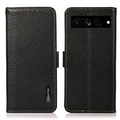 Handytasche Stand Schutzhülle Flip Leder Hülle B03H für Google Pixel 7 Pro 5G Schwarz