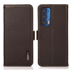 Handytasche Stand Schutzhülle Flip Leder Hülle B03H für Motorola Moto Edge (2021) 5G Braun