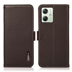 Handytasche Stand Schutzhülle Flip Leder Hülle B03H für Motorola Moto G54 5G Braun