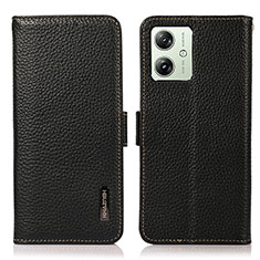 Handytasche Stand Schutzhülle Flip Leder Hülle B03H für Motorola Moto G54 5G Schwarz