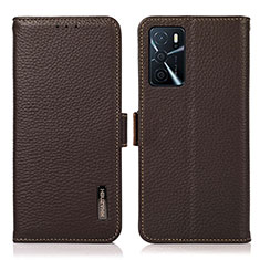 Handytasche Stand Schutzhülle Flip Leder Hülle B03H für Oppo A16 Braun