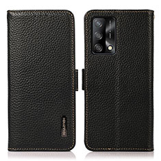 Handytasche Stand Schutzhülle Flip Leder Hülle B03H für Oppo A95 4G Schwarz