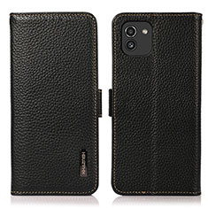 Handytasche Stand Schutzhülle Flip Leder Hülle B03H für Samsung Galaxy A03 Schwarz