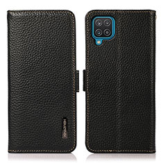 Handytasche Stand Schutzhülle Flip Leder Hülle B03H für Samsung Galaxy A12 Schwarz