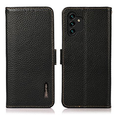 Handytasche Stand Schutzhülle Flip Leder Hülle B03H für Samsung Galaxy A13 4G Schwarz