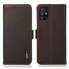 Handytasche Stand Schutzhülle Flip Leder Hülle B03H für Samsung Galaxy M51 Braun