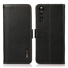 Handytasche Stand Schutzhülle Flip Leder Hülle B03H für Sony Xperia 10 III SO-52B Schwarz