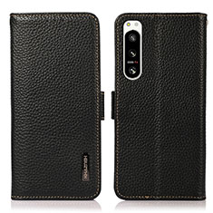 Handytasche Stand Schutzhülle Flip Leder Hülle B03H für Sony Xperia 5 IV Schwarz