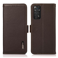 Handytasche Stand Schutzhülle Flip Leder Hülle B03H für Xiaomi Redmi Note 11S 4G Braun