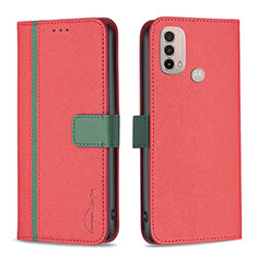 Handytasche Stand Schutzhülle Flip Leder Hülle B04F für Motorola Moto E20 Rot