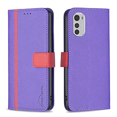 Handytasche Stand Schutzhülle Flip Leder Hülle B04F für Motorola Moto E32s Violett