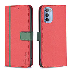 Handytasche Stand Schutzhülle Flip Leder Hülle B04F für Motorola Moto G31 Rot