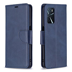 Handytasche Stand Schutzhülle Flip Leder Hülle B04F für Oppo A16 Blau