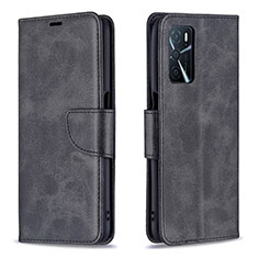 Handytasche Stand Schutzhülle Flip Leder Hülle B04F für Oppo A16 Schwarz