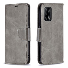 Handytasche Stand Schutzhülle Flip Leder Hülle B04F für Oppo A74 4G Grau