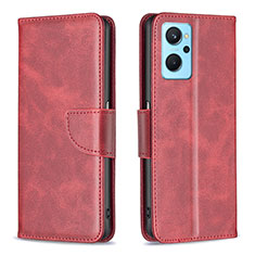 Handytasche Stand Schutzhülle Flip Leder Hülle B04F für Oppo A96 4G Rot