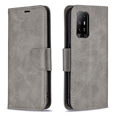 Handytasche Stand Schutzhülle Flip Leder Hülle B04F für Oppo F19 Pro+ Plus 5G Grau