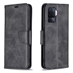 Handytasche Stand Schutzhülle Flip Leder Hülle B04F für Oppo F19 Pro Schwarz