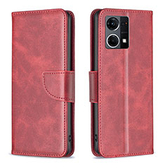 Handytasche Stand Schutzhülle Flip Leder Hülle B04F für Oppo F21 Pro 4G Rot