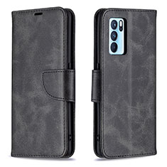 Handytasche Stand Schutzhülle Flip Leder Hülle B04F für Oppo Reno6 Pro 5G India Schwarz