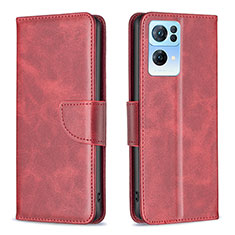 Handytasche Stand Schutzhülle Flip Leder Hülle B04F für Oppo Reno7 Pro 5G Rot