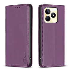 Handytasche Stand Schutzhülle Flip Leder Hülle B04F für Realme C67 Violett