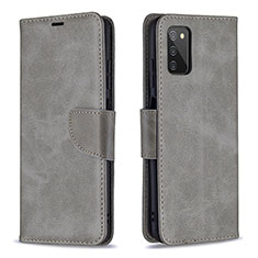 Handytasche Stand Schutzhülle Flip Leder Hülle B04F für Samsung Galaxy A02s Grau