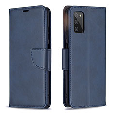 Handytasche Stand Schutzhülle Flip Leder Hülle B04F für Samsung Galaxy A03s Blau