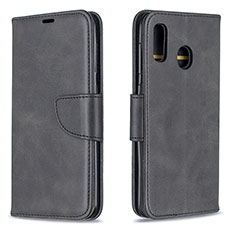 Handytasche Stand Schutzhülle Flip Leder Hülle B04F für Samsung Galaxy A20 Schwarz