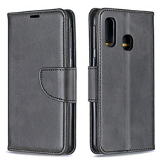 Handytasche Stand Schutzhülle Flip Leder Hülle B04F für Samsung Galaxy A40 Schwarz