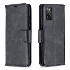 Handytasche Stand Schutzhülle Flip Leder Hülle B04F für Samsung Galaxy F02S SM-E025F Schwarz