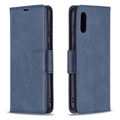 Handytasche Stand Schutzhülle Flip Leder Hülle B04F für Samsung Galaxy M02 Blau