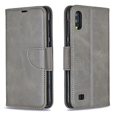 Handytasche Stand Schutzhülle Flip Leder Hülle B04F für Samsung Galaxy M10 Grau