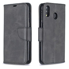 Handytasche Stand Schutzhülle Flip Leder Hülle B04F für Samsung Galaxy M20 Schwarz